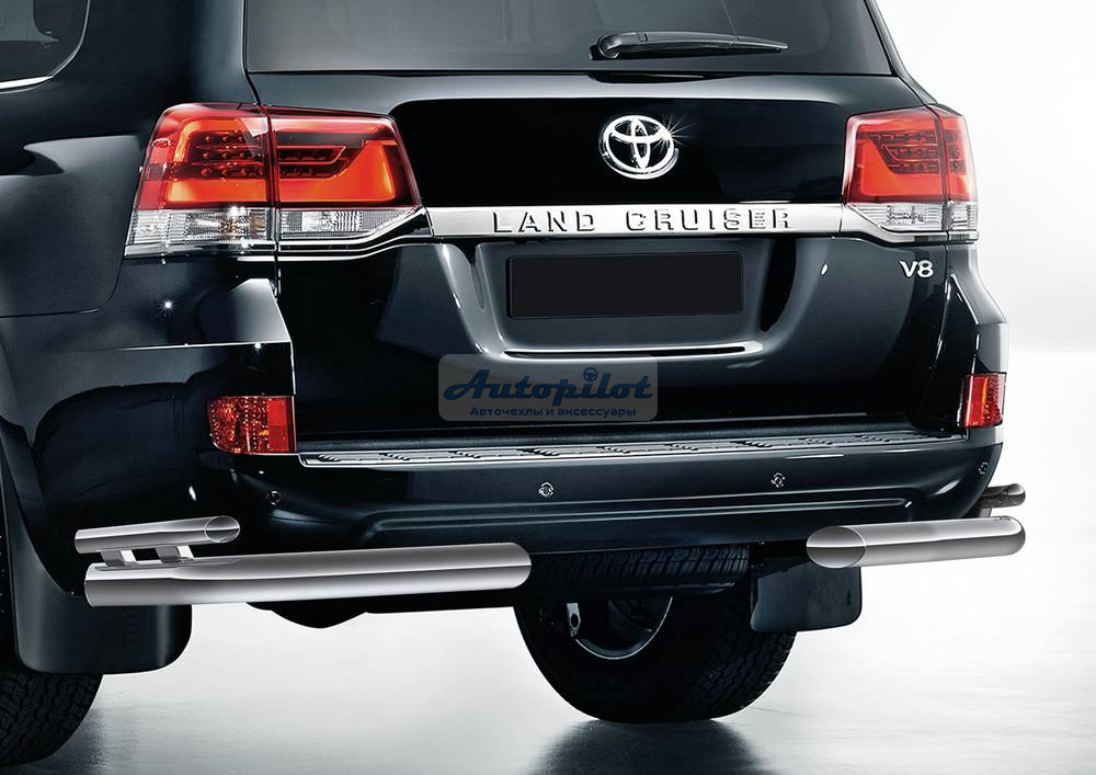 Защита заднего бампера d76+d42 уголки Toyota Land Cruiser 200 2015-