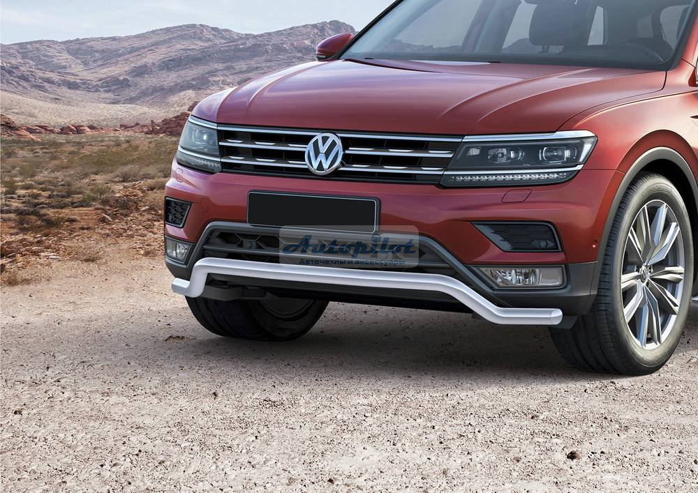 Защита переднего бампера d57 волна Volkswagen Tiguan, для пакета offroad 2017-