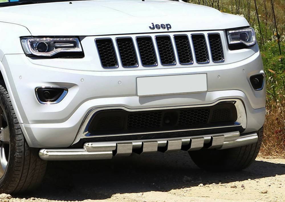 Защита переднего бампера d76+d57 с профильной защитой картера Jeep Grand Cherokee 2013-
