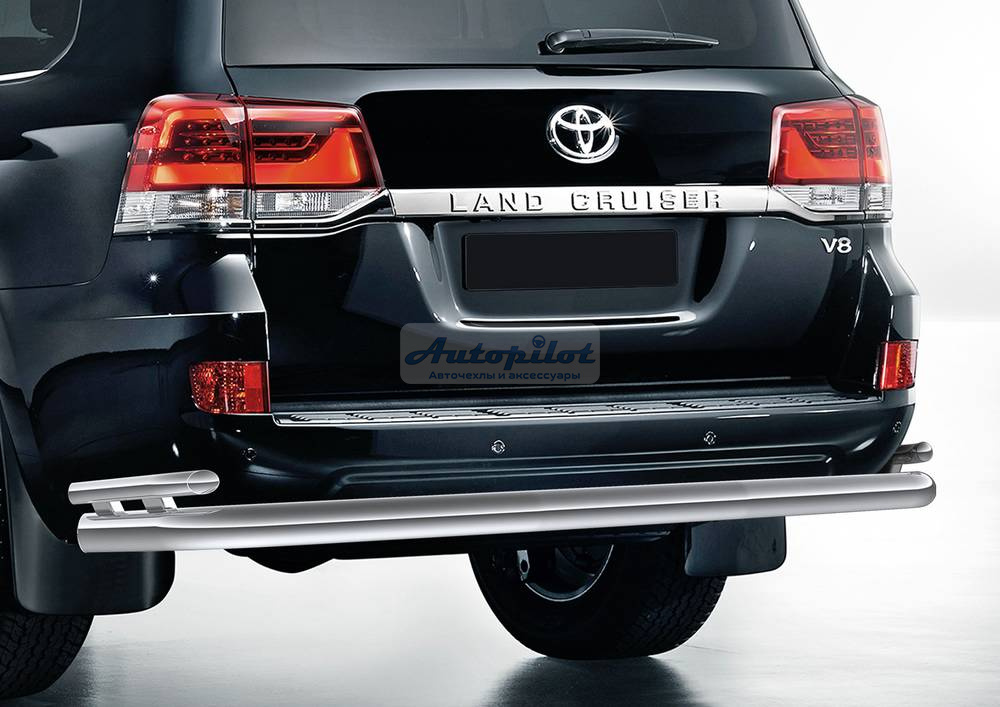 Защита заднего бампера d76+d42 Toyota Land Cruiser 200 2015-
