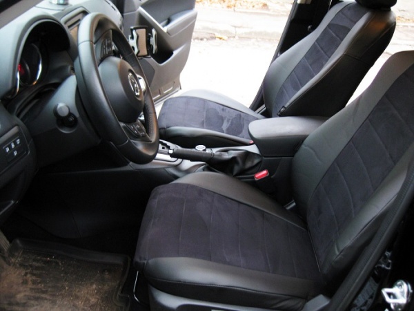 Авточехлы из экокожи+алькантара для Nissan Pathfinder III. "Автопилот"
