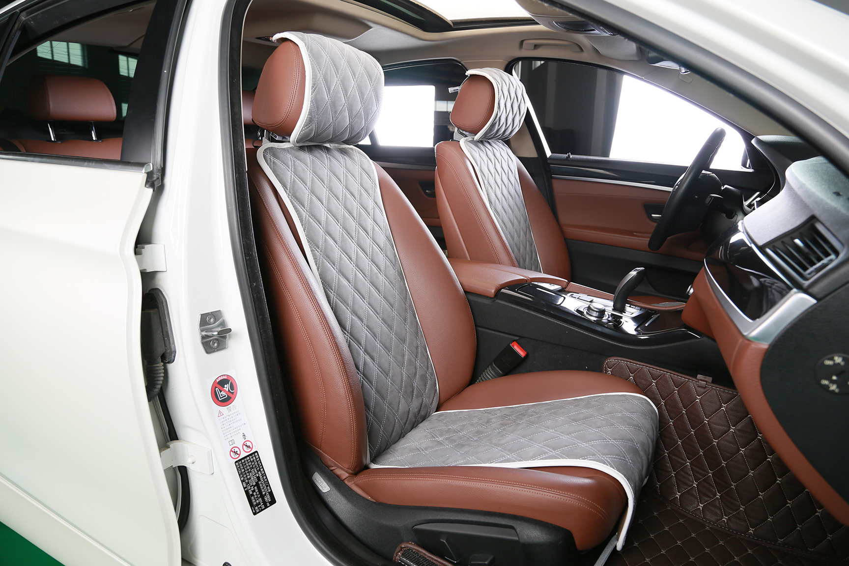 Накидка на сидение, Алькантара, Ромб, узкий верх и низ, подголовники отдельно "GT", 2 шт. (пара)