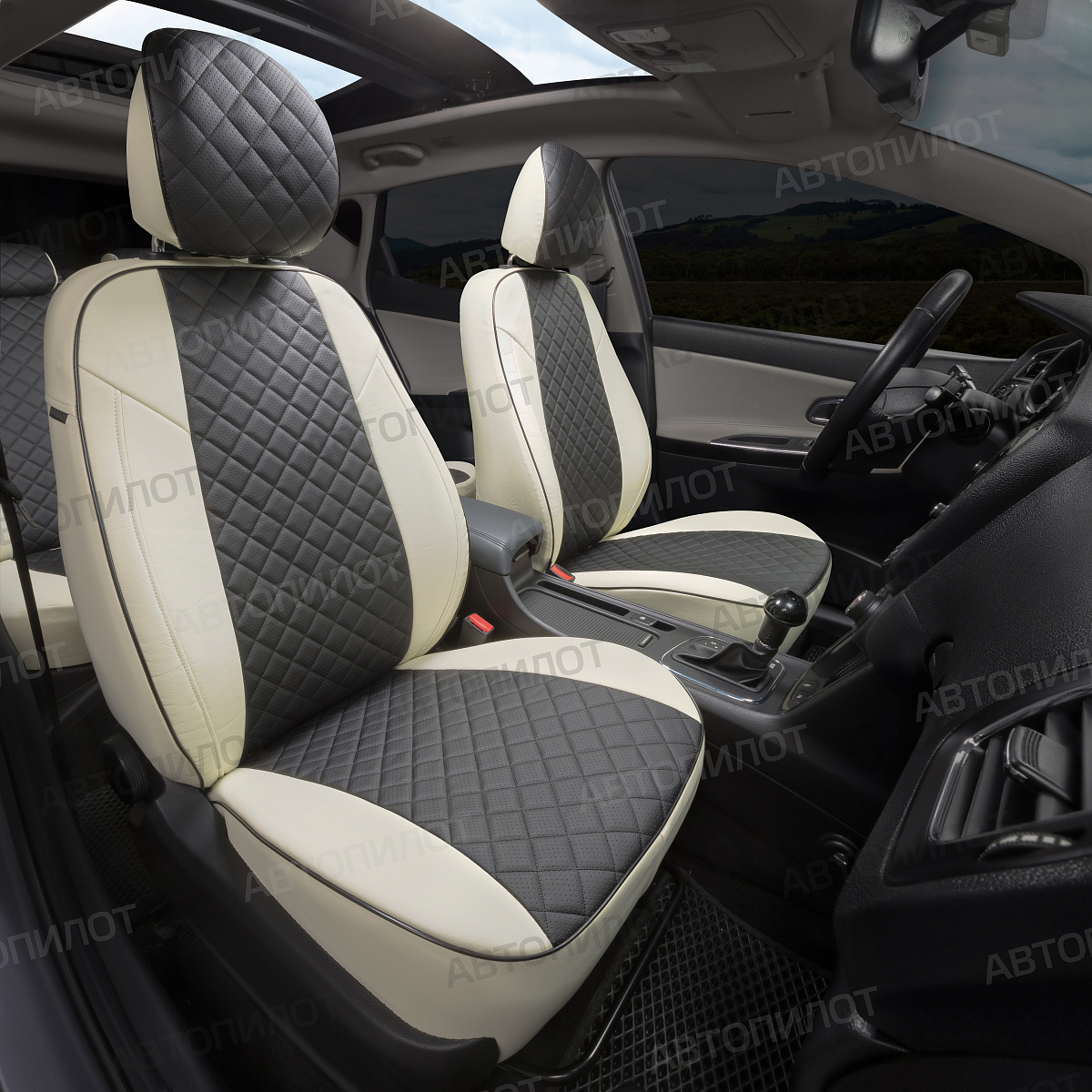 Авточехлы Hyundai Creta II, 2021- / Solaris HС, 2022-, Экокожа Ромб, "Автопилот"