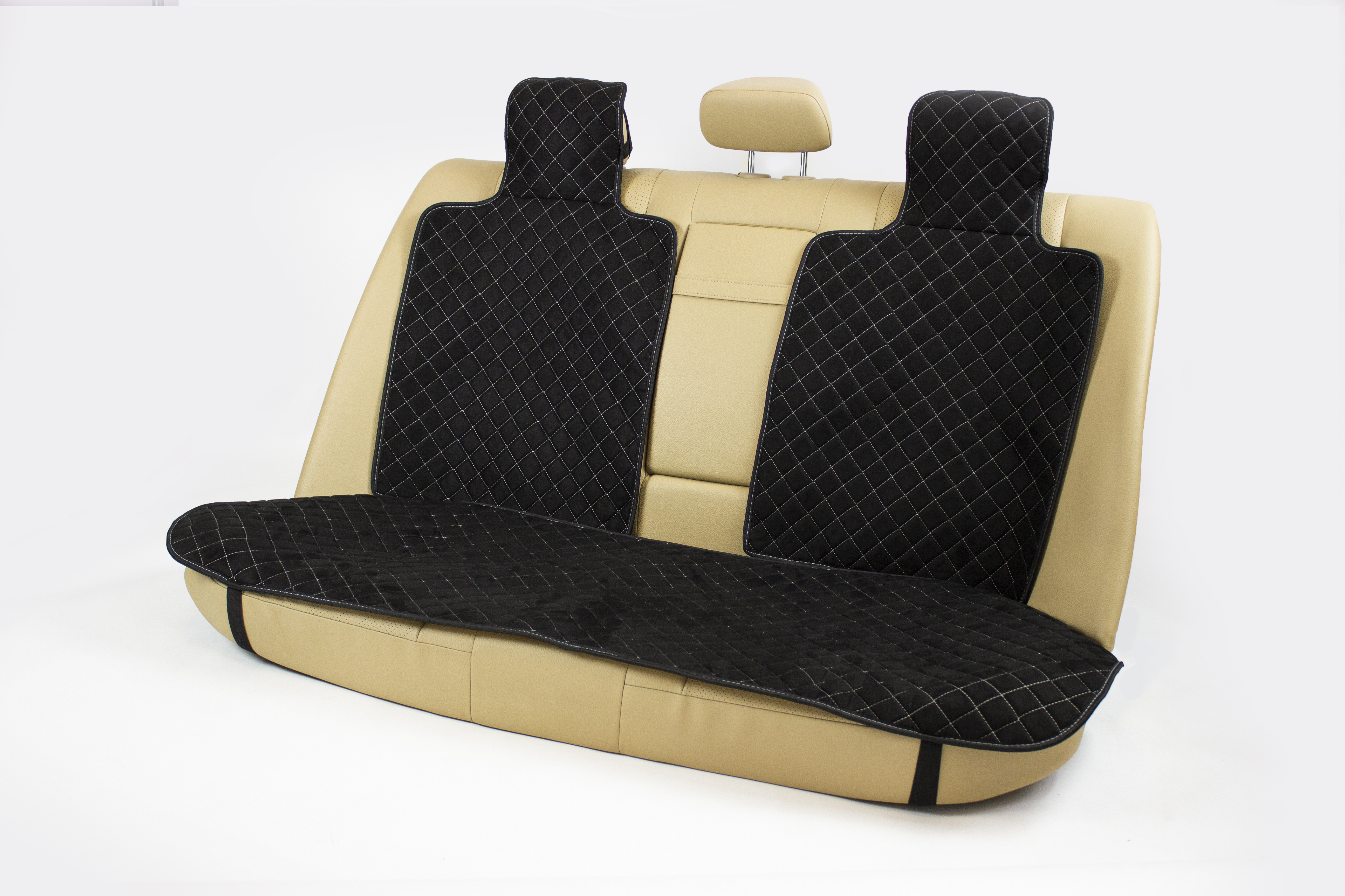 Комплект накидок на сидения, Алькантара, Ромб, широкая с подголовником