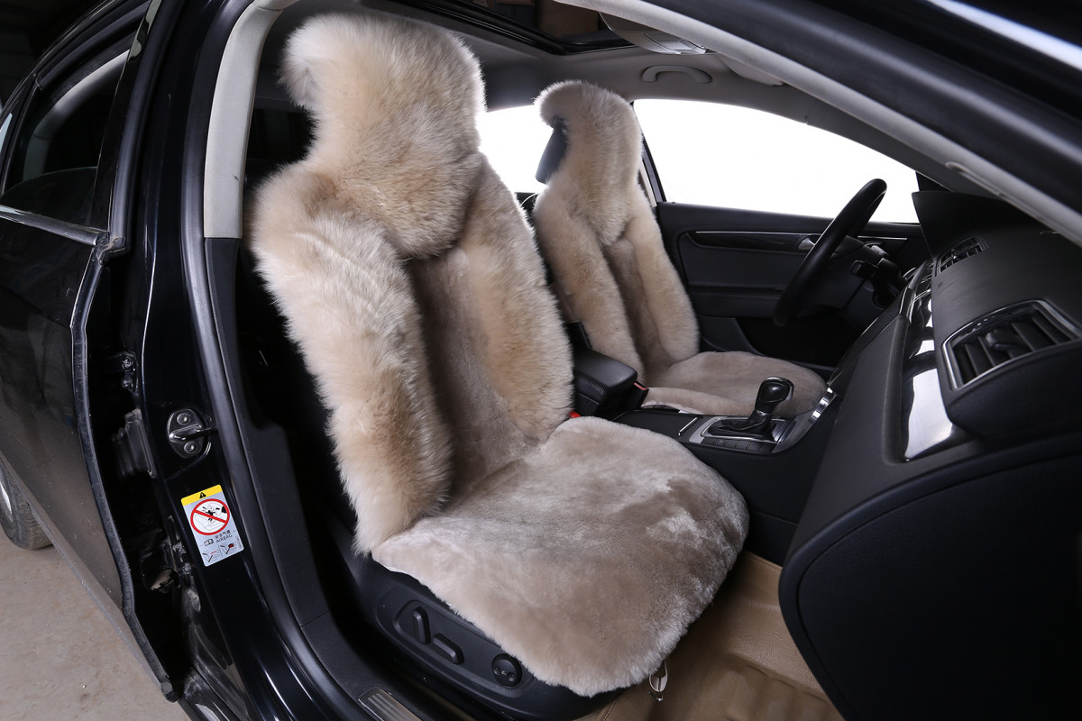 Меховая накидка на сидение, Овчина, цельные шкуры, класс А, Россия, (комбинированный ворс), 2 шт. (пара)