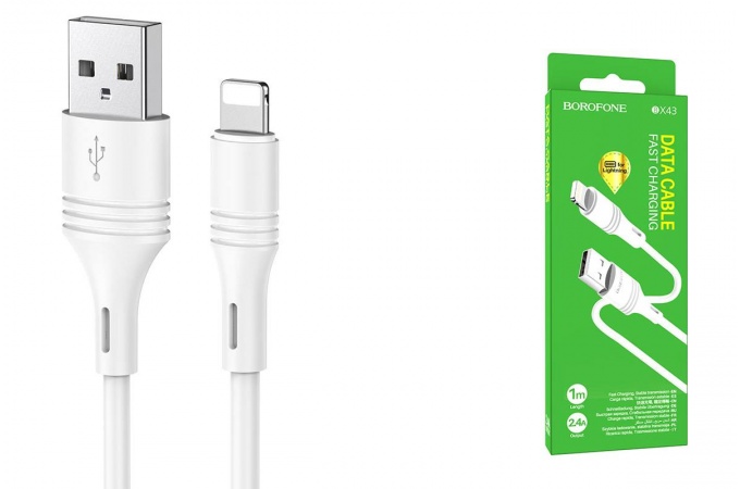 Кабель USB - Lightning, BOROFONE BX43, для iphone (белый) 1метр