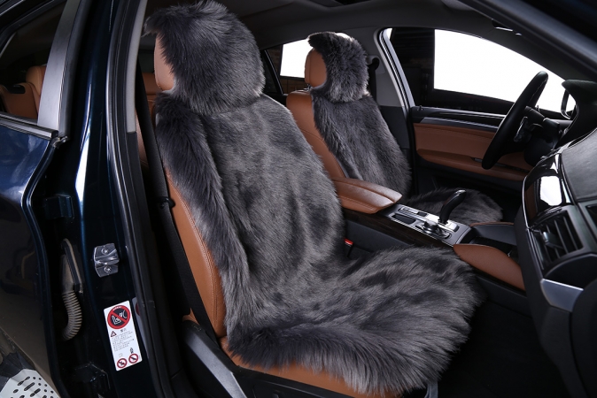 Накидка на сидение, Искусственный мех, (Длинный ворс), "Автопилот", 2 шт. (пара)