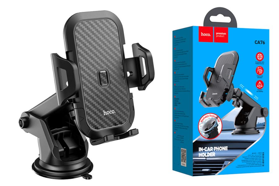 Держатель автомобильный для телефона, HOCO, CA76, Touareg one-touch center console car holder, черный