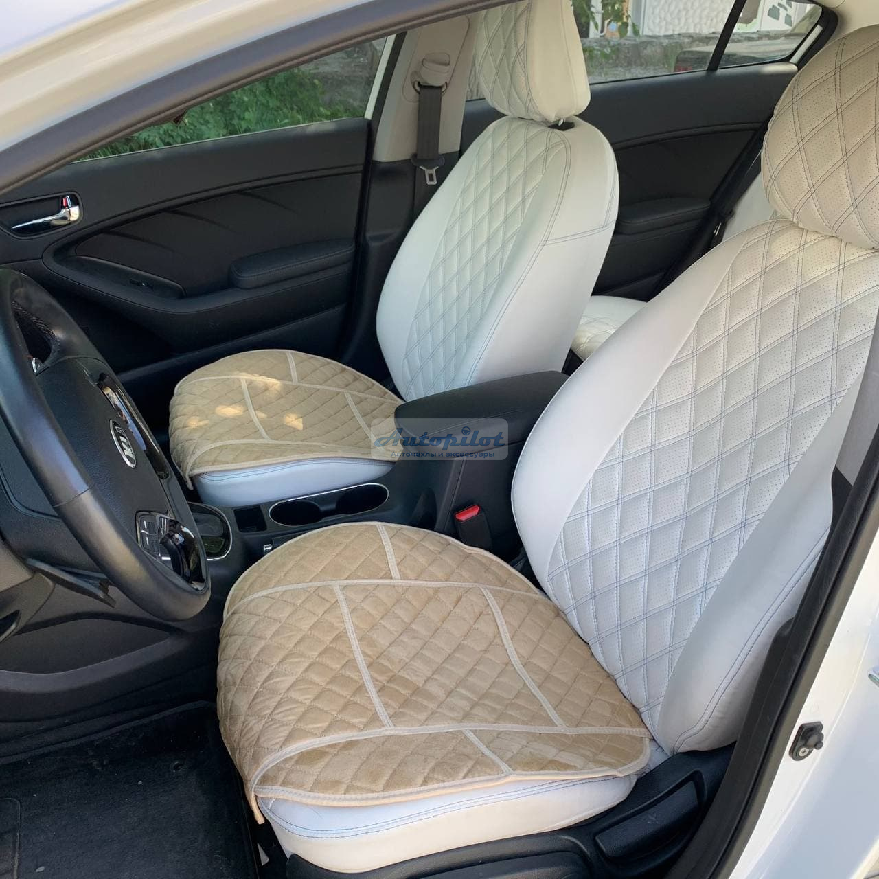 Квадрат на сидение, Алькантара, Ромб, 2 шт. (пара)