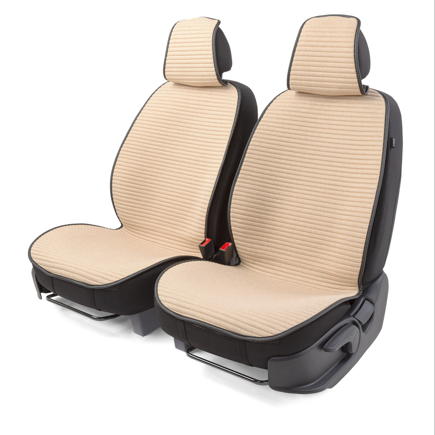 Накидки на передние сиденья CarPerformance, 2 шт. материал  fiberflax (лен), среднее плетение, гормзонтальная прострочка