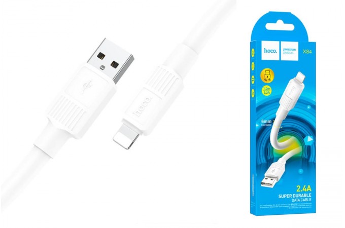 Кабель USB - Lightning, HOCO X84, 2,4A (белый) 1м