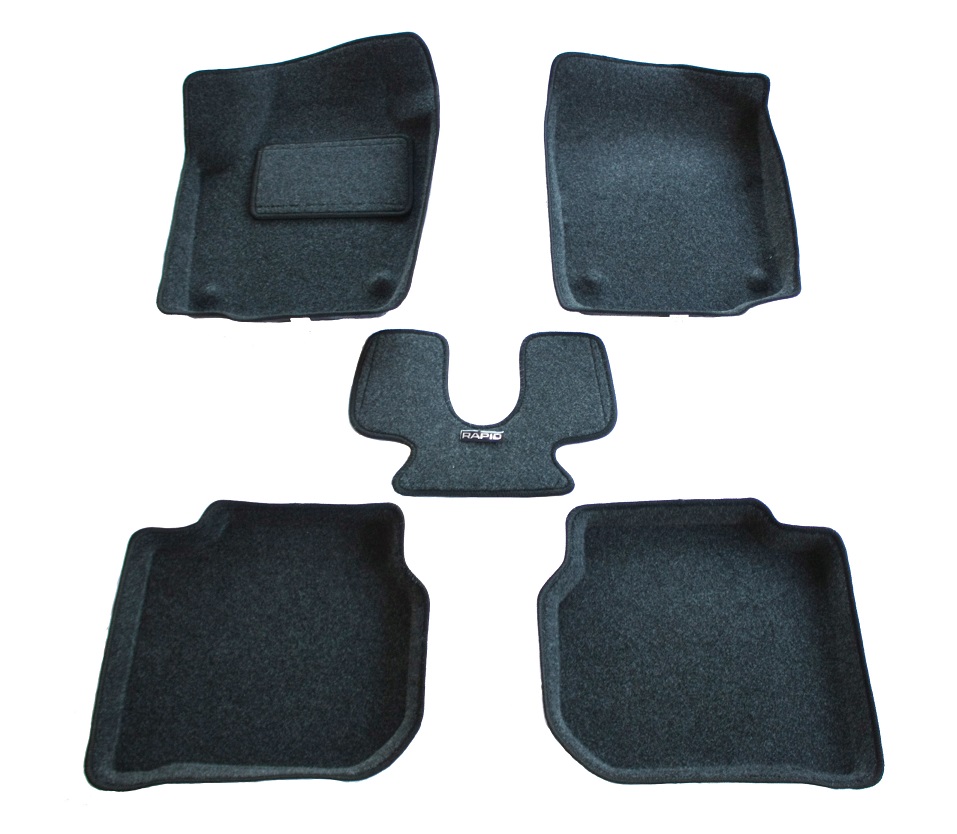 Ворсовые 3D коврики салона "Boratex" Skoda Rapid 2014- / Rapid 2020- / Volkswagen Polo VI Sd 2020-