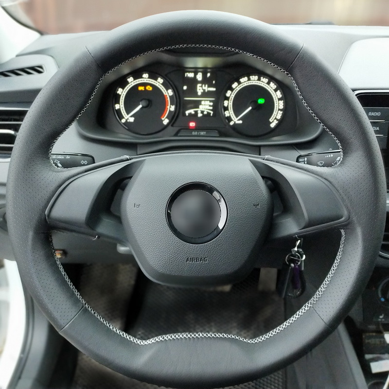 Кожаная оплетка на руль для руля без штатной перетяжки Skoda Rapid II 2020- / Octavia A8 2019-