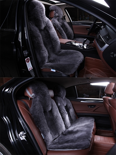 Комплект меховых накидок на весь салон, Овчина, цельные шкуры, класс А, Австралия, (комбинированный ворс), "Автопилот"