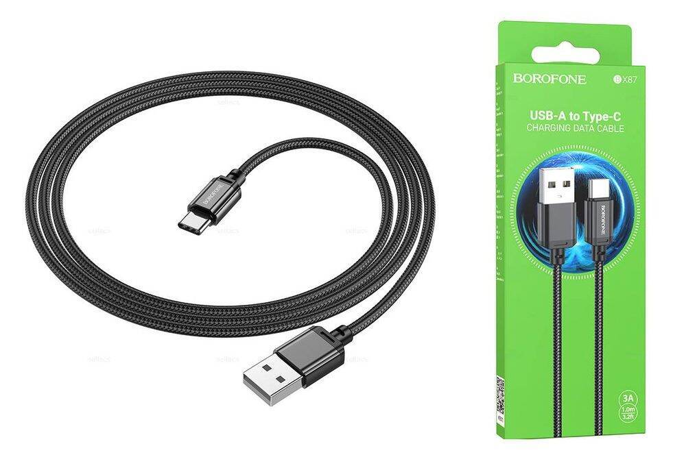 Кабель USB - USB Type-C BOROFONE BX87, 3 A черный 1м