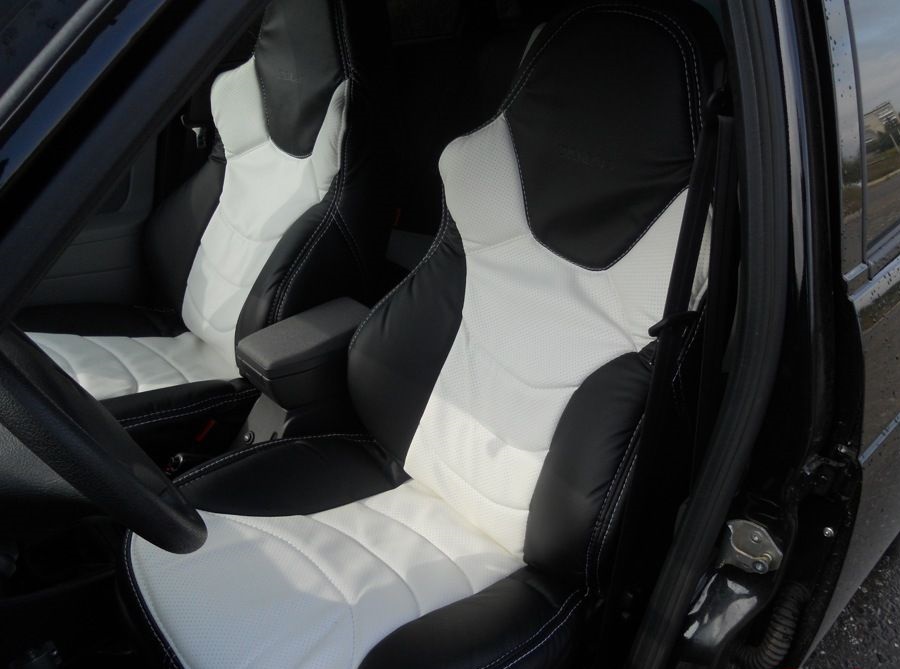 Авточехлы универсальные с увеличенной боковой поддержкой из экокожи "Drive", различные варианты заднего дивана