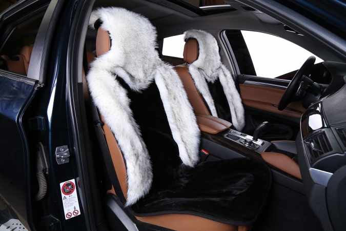 Накидка на сидение, Искусственный мех, (Комбинированный ворс), "Автопилот", 2 шт. (пара)