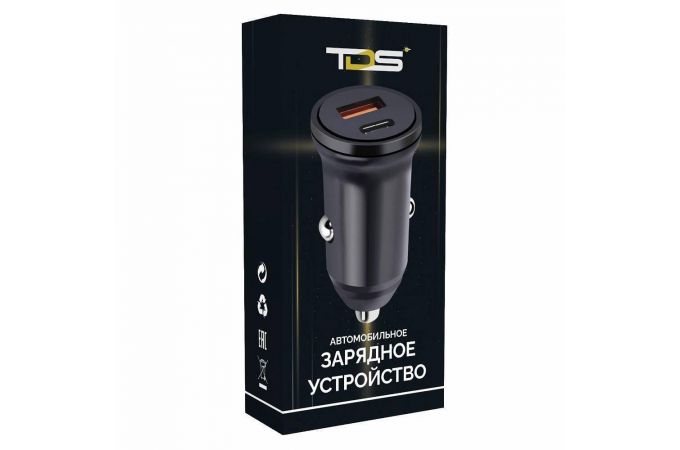 Автомобильное зарядное устройство, USB, TDS, TS-CAU39, (PD20W+QC3.0, 3000mA)