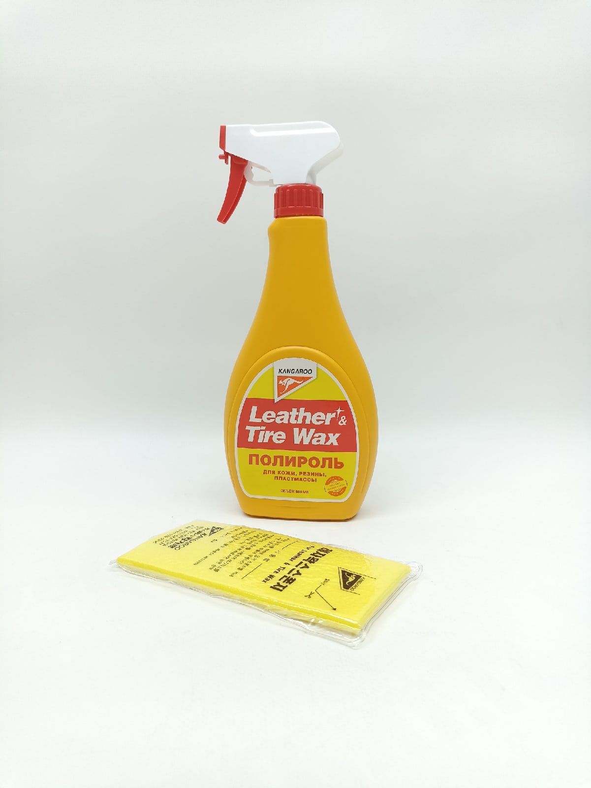 Полироль пластика "KANGAROO" Leather&Tire wax Gloss, 500 мл, матовый, с салфеткой