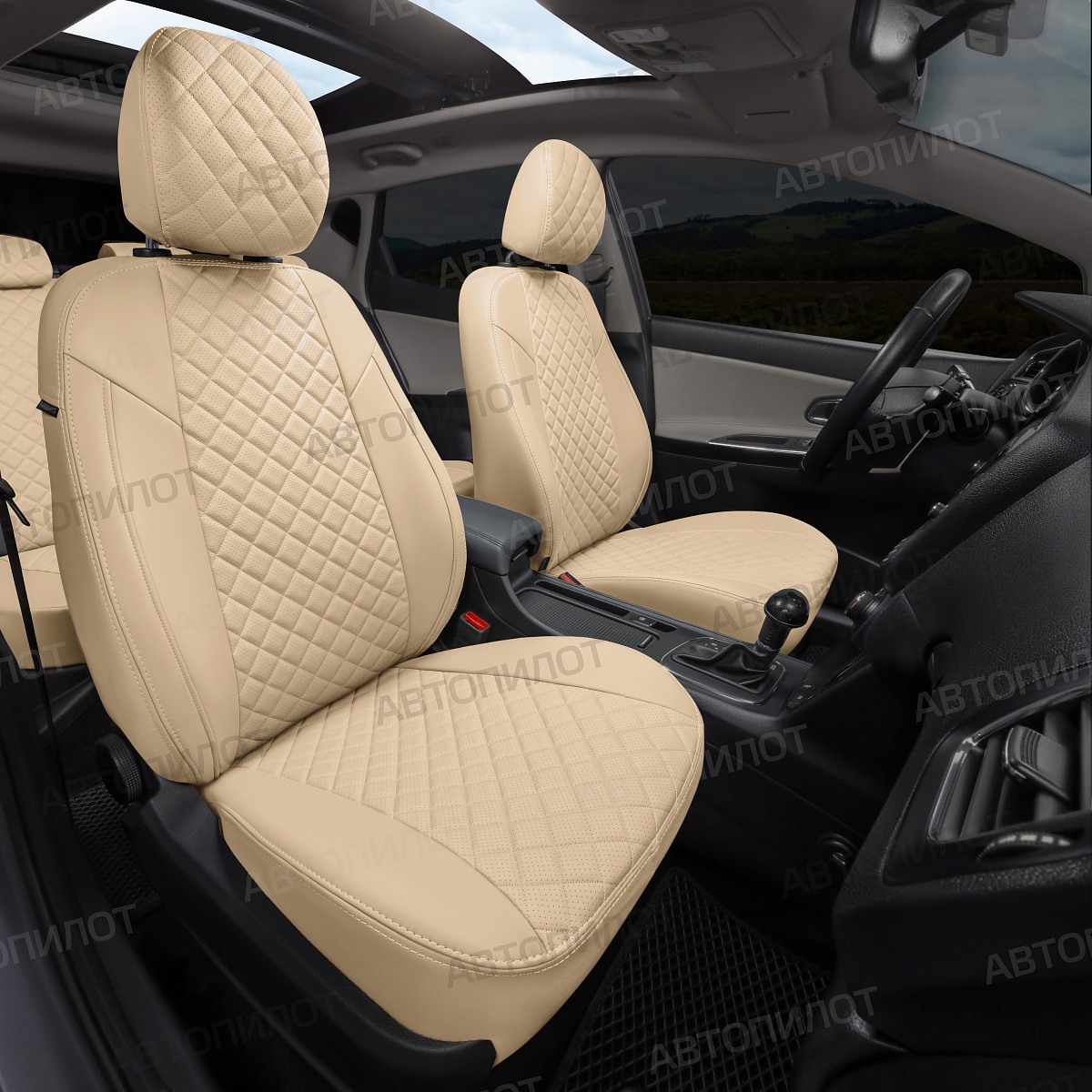 Авточехлы Ford Tourneo I, 2 места, 2003-2013, Экокожа Ромб, "Автопилот"