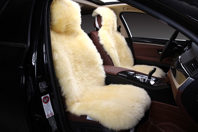 Меховая накидка на сидение, Овчина, кусковые шкуры, класс B, Австралия, (длинный ворс), 2 шт. (пара)