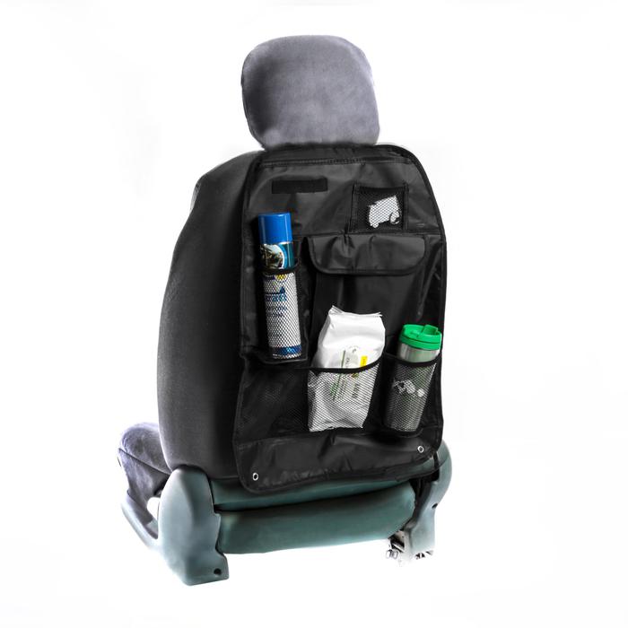 Органайзер на спинку сиденья отсеками и карманами 39 х 60 см, черный   