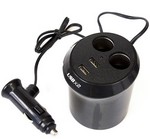 Переходник прикуривателя AVS 12/24 (на 2 выхода+USB) CS-214U