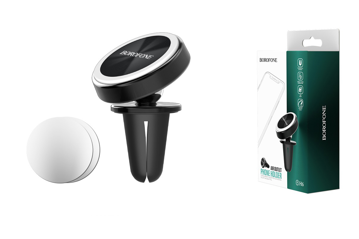 Держатель телефона магнитный BOROFONE BH6 в воздуховод, черный